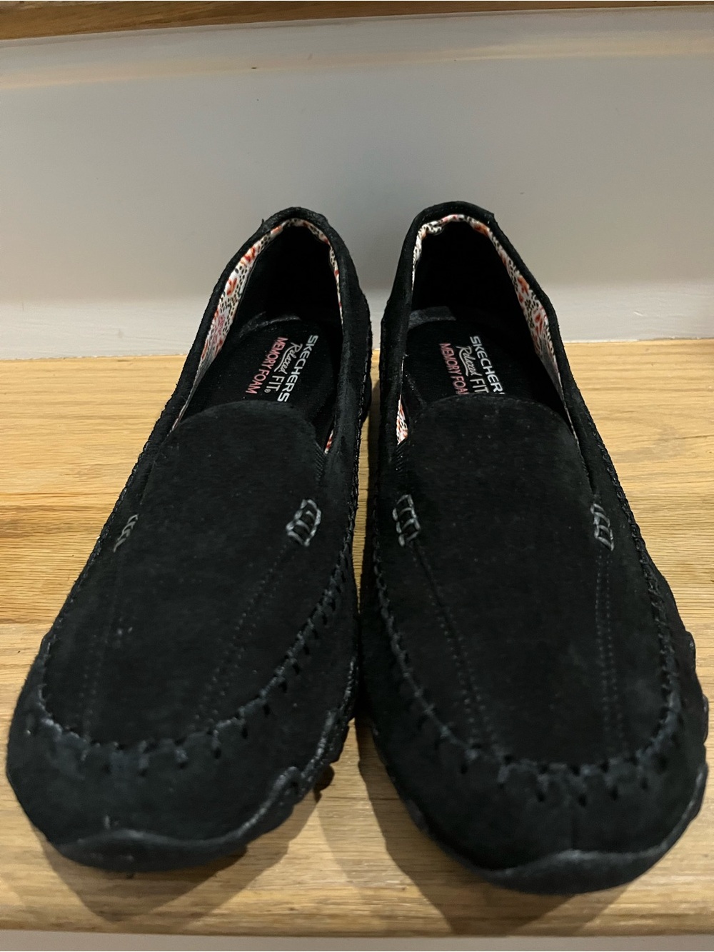 Skechers Black Slip-On Suede Moccasin Loafers